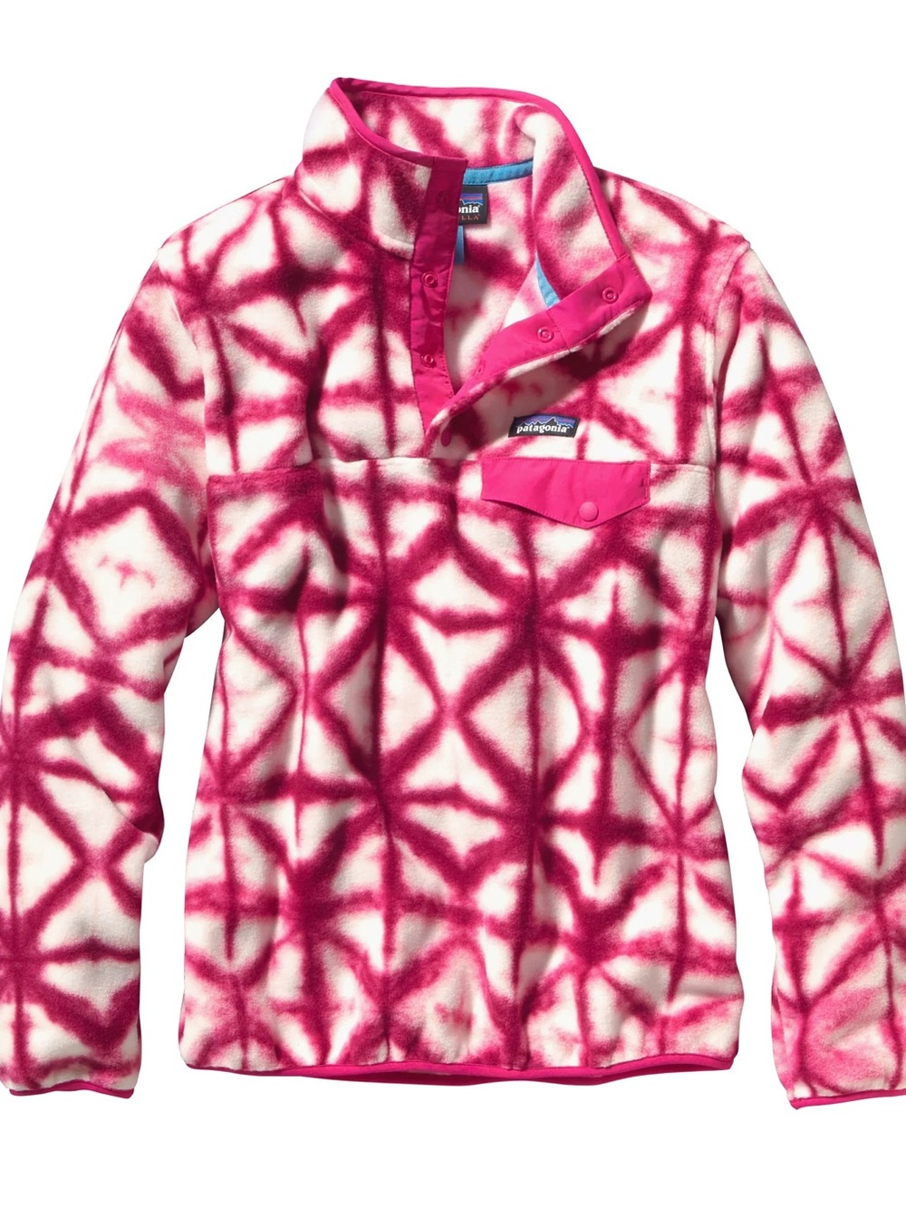 Patagonia Synchilla Diamond Pink Tie Dye Aztec Snap Fleece Sweater Jacket Sz S
